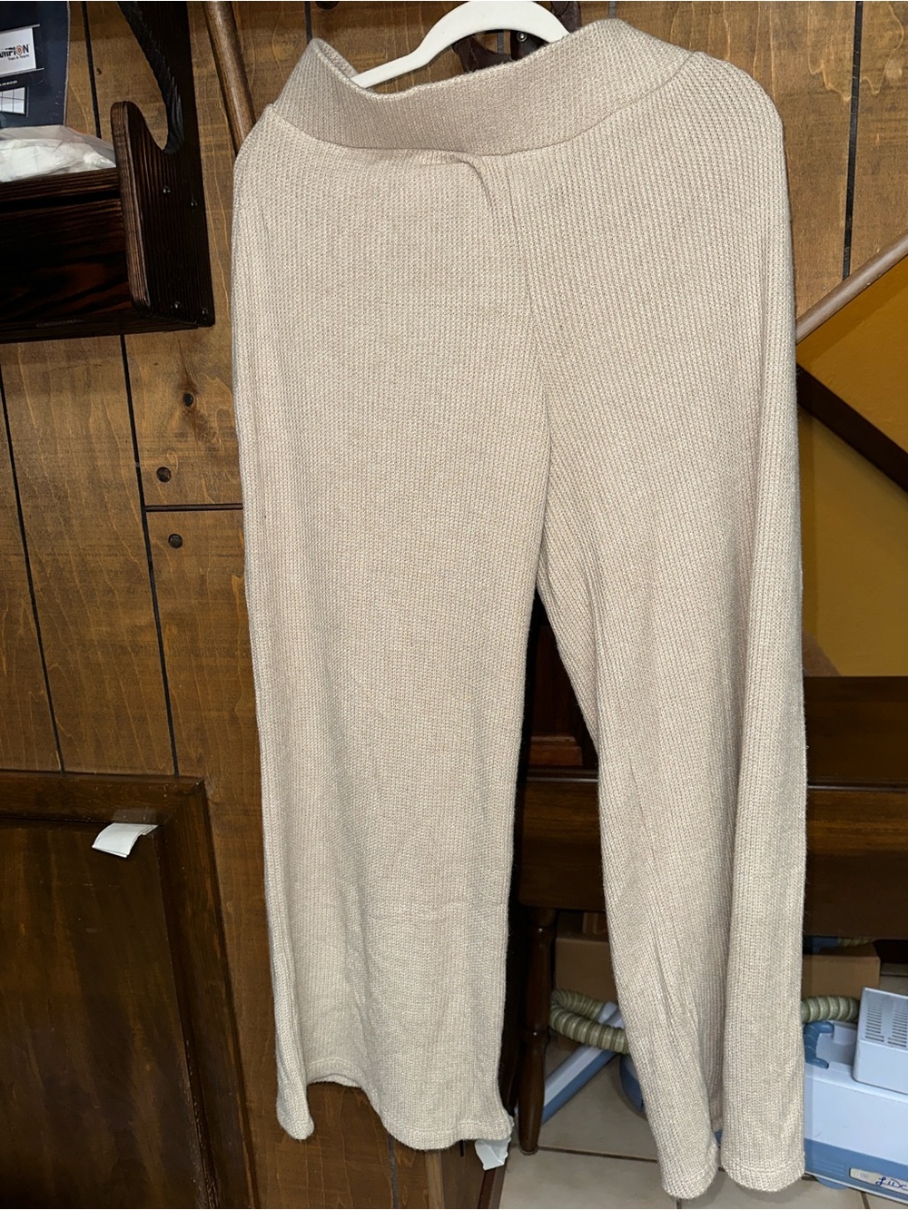 Zenana Outfitters Beige Short Sleeve Waffle Knit Top with matching pants. - Picture 8 of 12